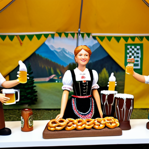 Home 7 Oktoberfest Diorama**
"A miniature diorama depicting a cheerful Oktoberfest scene, with fully clothed model figures in traditional Bavarian Tracht (lederhosen and dirndls), enjoying pretzels and beer steins at a fest tent table, safe for work, appropriate content, family-friendly, professional photography, perfect anatomy, correct proportions, well-formed hands, proper finger count, natural body proportions, warm lighting, detailed textures, high resolution, 8k, safe for work, appropriate attire, modest clothing, professional."
**