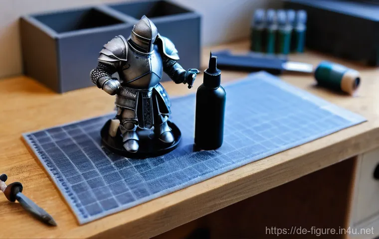 피규어 전용 도색 도구 추천 - **Prompt Title: The Precision of Priming**
    A highly detailed, realistic image of a skilled minia...