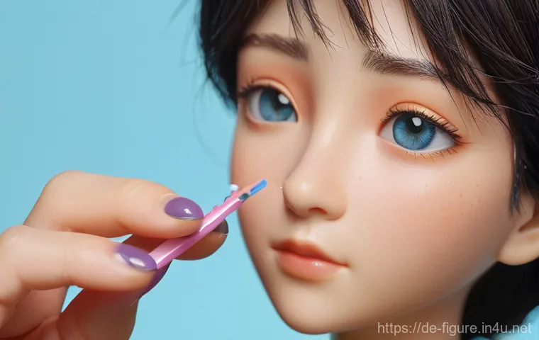 피규어 가품 복제  구별법 - **Online Shopping Suspicion**
    A young adult, casually dressed in a t-shirt and jeans, sits inten...