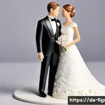 3D 스캔으로 피규어 제작하기 - **A joyful wedding couple as a highly detailed 3D miniature.** The bride is wearing an elegant white...